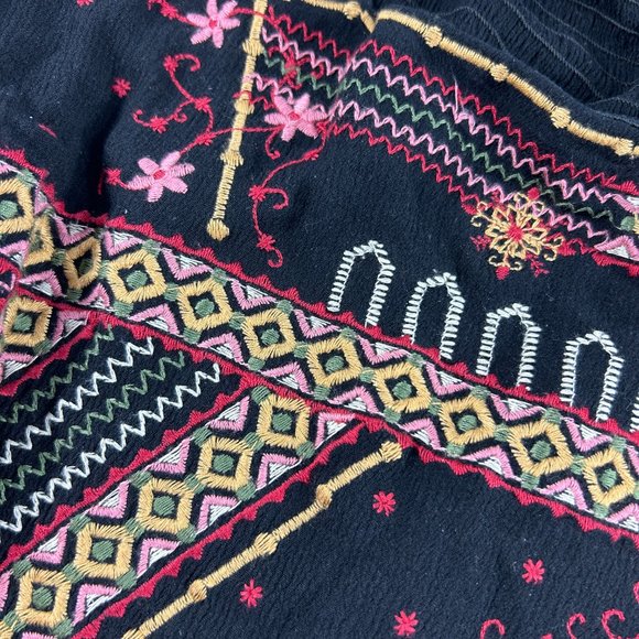 Savanna Jane Womens Dress Size 1X Black Embroidered Long Sleeve Boho Lined Flowy - Picture 4 of 12